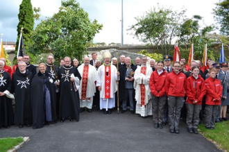 Archbishop Martin and members of the Order of Malta Ireland by Cathedral of St Patrick and St Coleman, Newry. Image: CCO