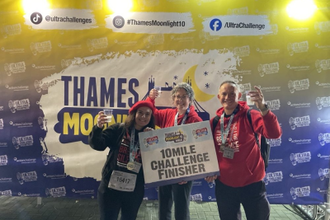 Nathalie Raffray, Dr Caroline Hull and John Pontifex at the end of the walk