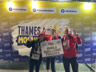 Nathalie Raffray, Dr Caroline Hull and John Pontifex at the end of the walk