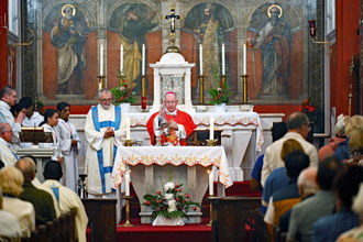 Bishop Richard Moth at St John the Baptist, Kemptown. Image: Harry Roberston/A&B Diocese