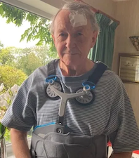 Lord Alton in his spinal brace