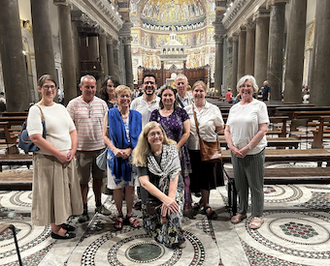 Our group after Mass at Santa Maria in Trastavere with Francisco from the Sant'Edigeo community.