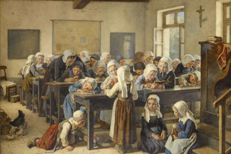 A Breton Infants School,  painted by Jean-Baptiste Jules Trayer,  1882 © Wikimedia / Bonhams