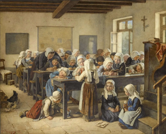 A Breton Infants School,  painted by Jean-Baptiste Jules Trayer,  1882 © Wikimedia / Bonhams