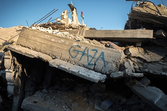 Bombed building in Gaza 2014 - image CBCEW