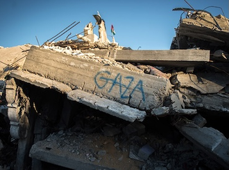 Bombed building in Gaza 2014 - image CBCEW