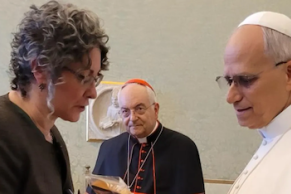 Dr Caroline Hull with Pope Leo