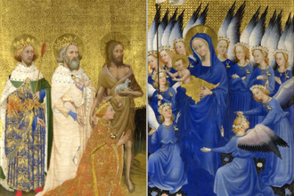 Richard II presented to the Virgin and Child by his Patron Saint John the Baptist and Saints Edward and Edmund (The Wilton Diptych),  Unattributed,  Made for Richard II, King of England 1377 - 1399  © The National Gallery, London