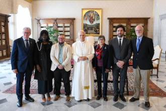 Pope Leo with  the ECA Global representatives Image:  Vatican Media