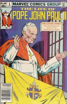 Life of Pope John Paul II,  by Steven Grant, introduction by Cardinal Martins, 1982 © Marvel Comics, all rights reserved