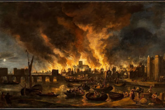 The Great Fire of London in 1666, by Lieve Verschuier.1675 © Museum of Fine Art, Budapest