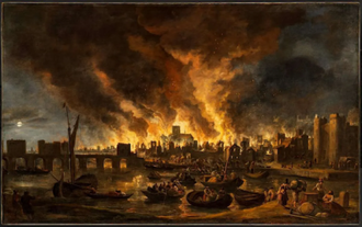 The Great Fire of London in 1666, by Lieve Verschuier.1675 © Museum of Fine Art, Budapest