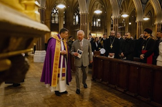 King Charles with Fr Dominic Robinson during the Advent Service at Farm Street church