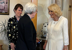 Queen Camilla greets Sr Roxanne Schares, Executive Secretary of the UISG
