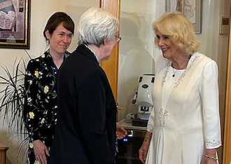 Queen Camilla greets Sr Roxanne Schares, Executive Secretary of the UISG