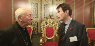 Cardinal Nichols with Cllr Robert Rigby at the event in the Throne Room at Archbishops House