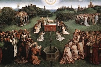 . The Ghent Altarpiece - Adoration of the Lamb  -  by Jan van Eyck
