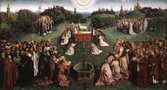 . The Ghent Altarpiece - Adoration of the Lamb  -  by Jan van Eyck