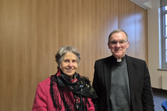 Pax Christi Chair Kathryn Lydon with Bishop John