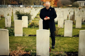 Fr Patrick visits to Brookwood War Cemetery Image: Screenshot