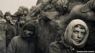 Enniskilling Fusiliers in the trenches days before going into battle. Image: Enniskillens Museum