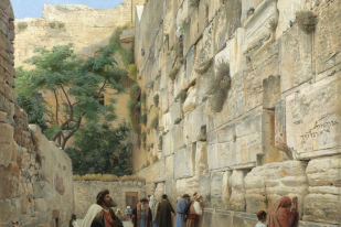 The Wailing Wall, Jerusalem, by Gustav Bauernfeind, 1887 © Christie's, London, 20 March 1992, lot 22