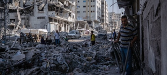 Scene of desolation in Gaza. Image OCHA