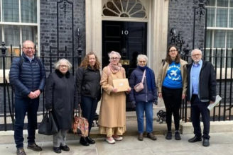 Letter handing in at Downing Street, Credit: Pax Christi