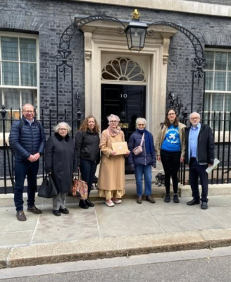 Letter handing in at Downing Street, Credit: Pax Christi