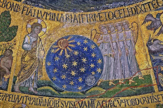 The Creation of Sun, Moon and stars San Marco, Venice, 1215-1235 narthex, mosaic tesserae ©Christian Art
