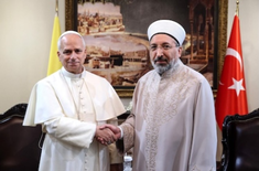 Pope Leo with Türkiye's President of Religious Affairs, Safi Arpaguş Image: Vatican Media
