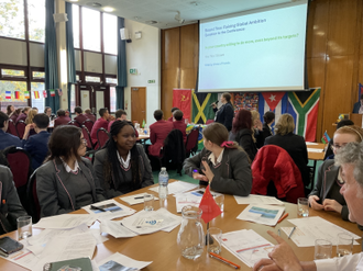 St John Bosco Arts College students at the mock COP30 conference