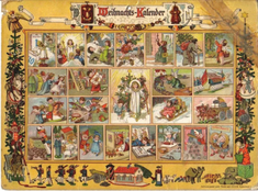 Weihnachts-Kalender, Im Lande des Christkinds,   drawn and issued by Richard Ernst Kepler,  Colour print on cardboard paper,  Issued in 1903