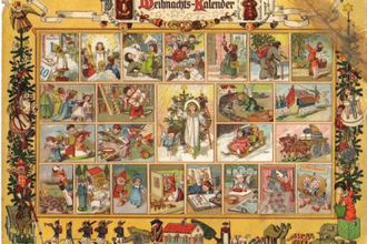 Weihnachts-Kalender, Im Lande des Christkinds, drawn and issued by Richard Ernst Kepler, Colour print on cardboard paper, Issued in 1903