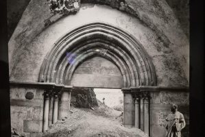 Dominican priest inside the Great Mosque (Al Umari), which was originally a Crusader church dedicated to St John the Baptist