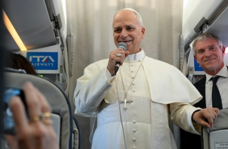 Pope speaks with journalists on papal plane