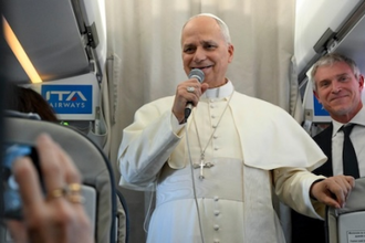 Pope speaks with journalists on papal plane