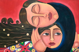 The single's official design by Gazan painter Malak Mattar, additional artwork by Cameron JL West.