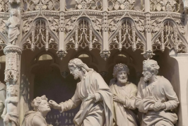 Jesus healing a blind man, Cathedral of Our Lady of Chartres, by Pierre Legros, 1683, carved limestone © Alamy
