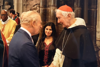 King Charles with Ribqa Nevash and Cardinal Timothy Radcliffe at Westminster Abbey