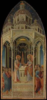 The Annunciation to Zacharias by Giovanni di Paolo, painted1455-1460, Tempera and gold on wood © Metropolitan Museum, New York