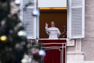 Pope Leo greets crowds during Angelus