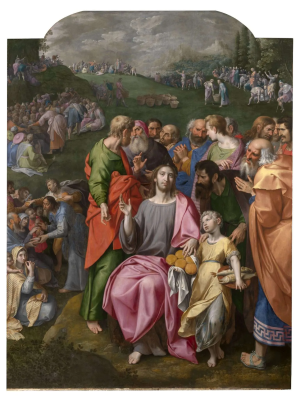 Multiplication of the loaves and fish, by Ambrosius Francken I, Late 16th century, oil on panel © Royal Museum of Fine Arts, Antwerp, KMSK, Belgium