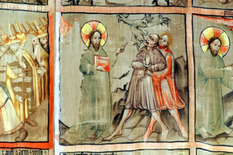 Jesus Christ dispossesses (section with scenes on Lenten Veil of the Cathedral of Gurk, by Meister Konrad von Friesach © Wikimedia Commons / Cathedral of Gurk, Carinthia, Austria