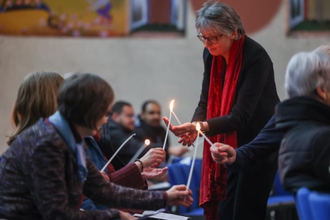 Geneva church members gathered for the Week of Prayer for Christian Unity  2025 at St Paul's church, Orthodox Centre of the Ecumenical Patriarchate, Chambésy. Photo: Ivars Kupcis/WCC