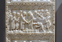 The Healing of the Leper (bottom scene)  Ivory carving from Metz, France, 9th century  © Bode Museum, Berlin