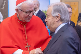 Cardinal Nichols with UN Secretary General Antonio Guterres