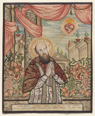 Saint Francis de Sales,  Anonymous, 18th century, Prayer card  © Metropolitan Museum, New York