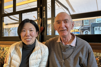Jane Chow and Fr John Wotherspoon  from Voice for Prisoners during their visit to London