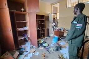Vandalised presbytery at Itang Catholic Mission